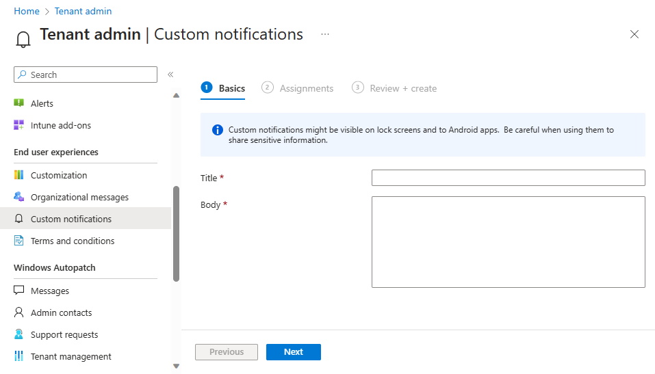Assigning custom notification to groups